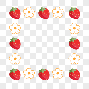 草莓花朵边框图片