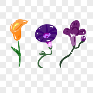 手绘紫色喇叭花元素图片