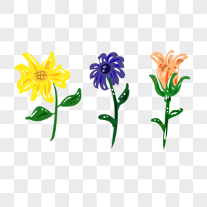 手绘菊花植物元素图片