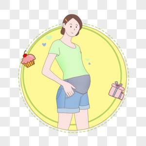 清新卡通孕妇图片素材