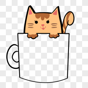 猫咪茶杯边框高清图片