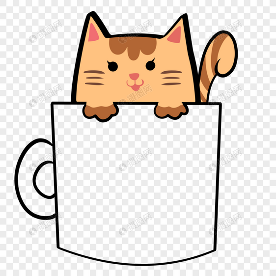猫咪茶杯边框图片