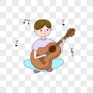 弹吉他的男孩卡通图片