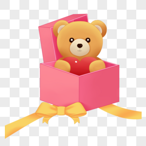 礼物盒爱心熊图片