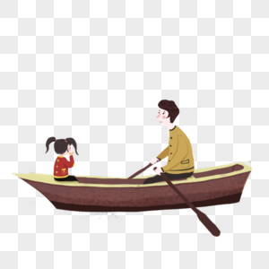 父亲陪女儿划船图片