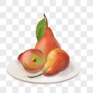 清润解咳新鲜红梨水果插画高清图片