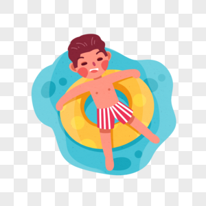 游泳男孩暑假元素高清图片
