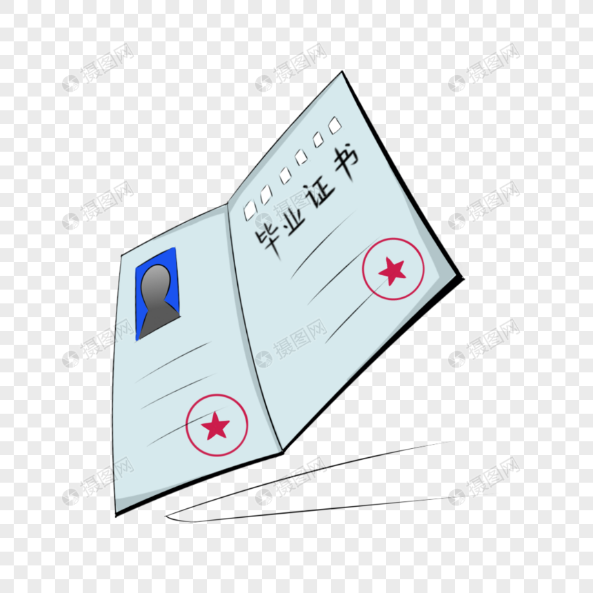 毕业证书卡通手绘
