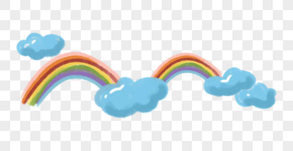 儿童节手绘彩虹云朵小清新装饰图片