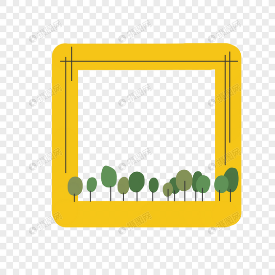 树林黄色边框图片