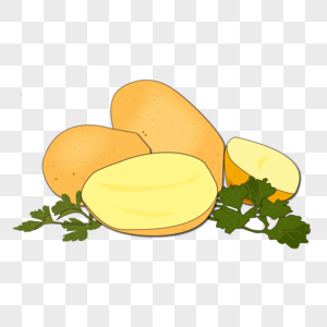 卡通黄色蔬菜土豆绿色叶子装饰高清图片