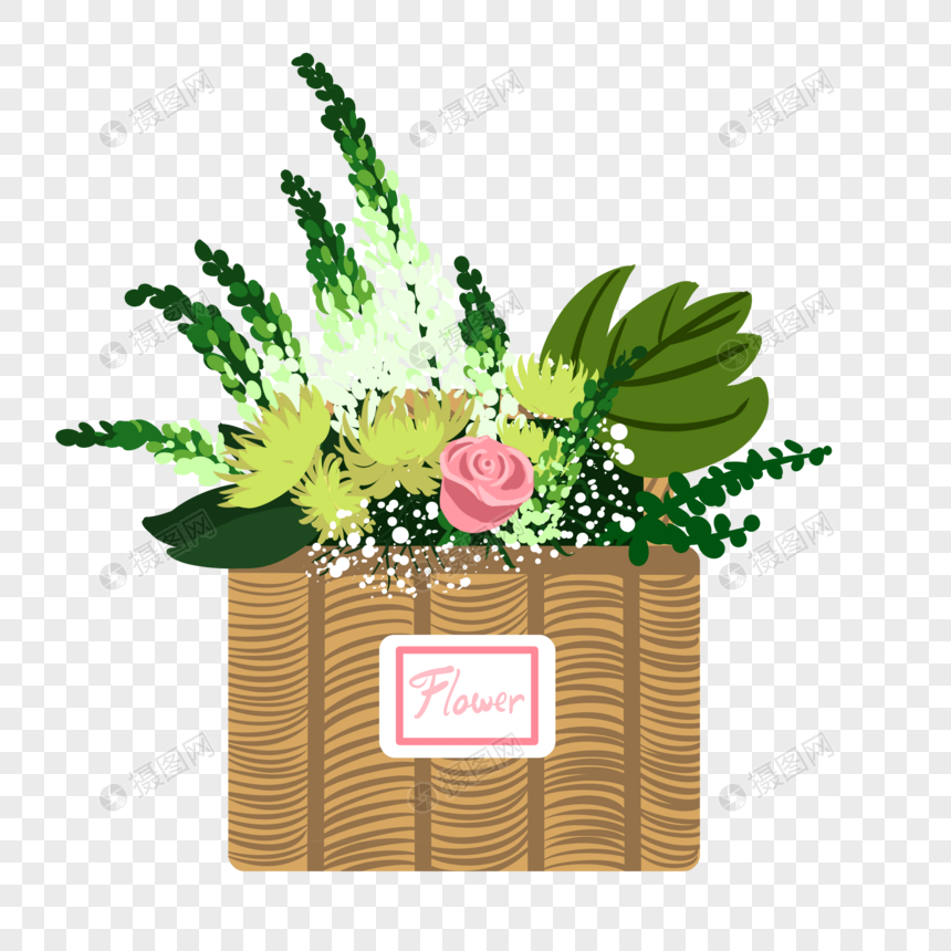花篮绿色玫瑰花竹篮元素素材下载 正版素材 摄图网 花篮绿色玫瑰花竹篮元素素材下载 正版素材 摄图网