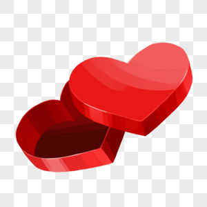 手绘红色心形礼物盒元素图片