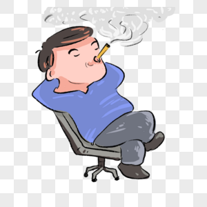 男生躺在椅子上吸烟漫画图片