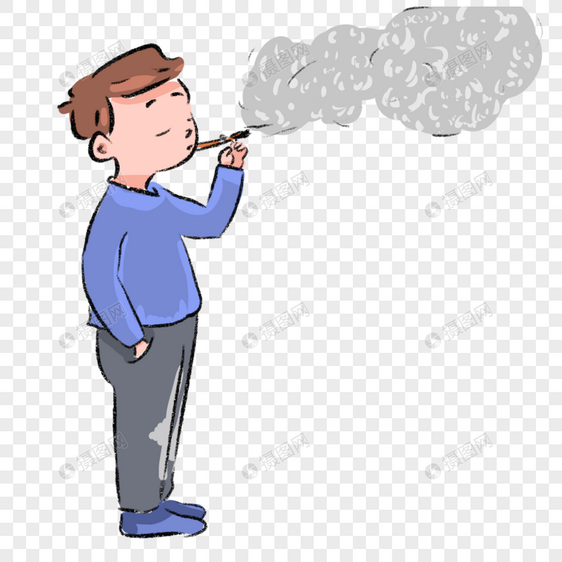 手绘男生吸烟卡通漫画图片