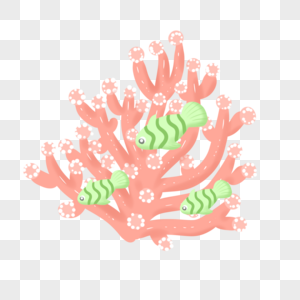 粉色珊瑚绿色鱼群高清图片