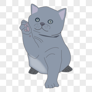 卡通可爱动物蓝猫猫咪手绘图片