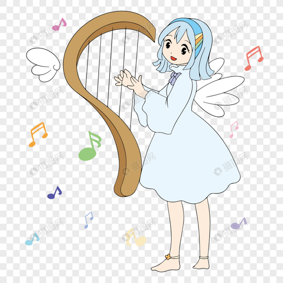 音乐节弹竖琴的小天使图片