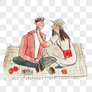 野餐的情侣图片