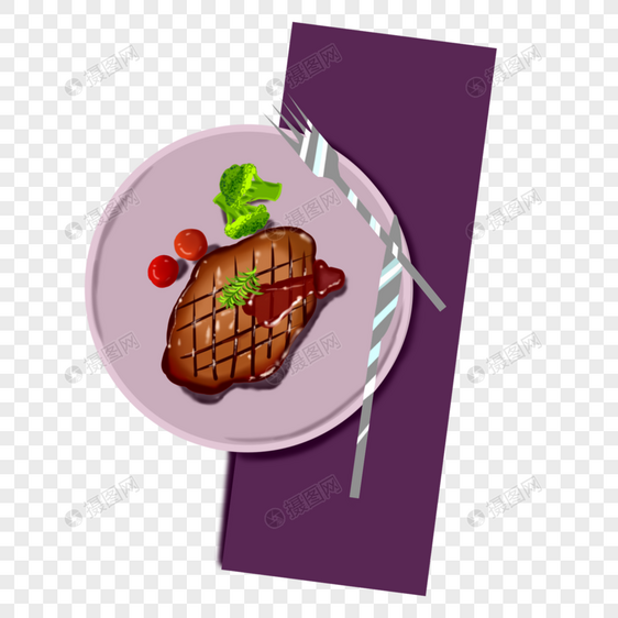 紫底西餐图片