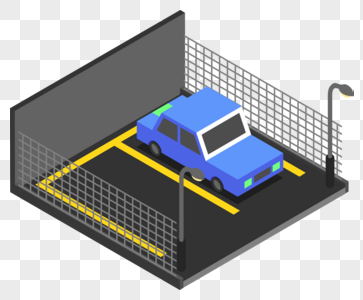 2.5d创意小清新停车场场景高清图片