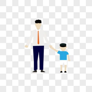 AI矢量图可爱卡通扁平化人物父亲节元素父与子互动图片