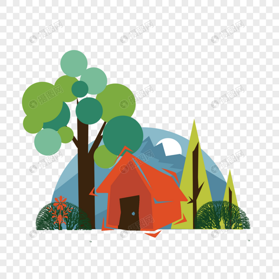树和房子图片