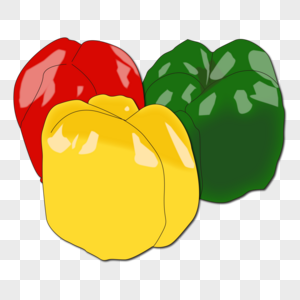 彩色卡通蔬菜彩椒黄色红色绿色柿子椒图片