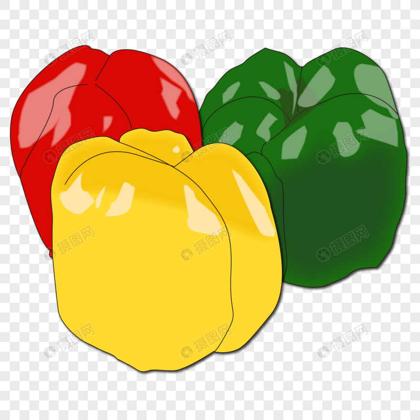 彩色卡通蔬菜彩椒黄色红色绿色柿子椒图片