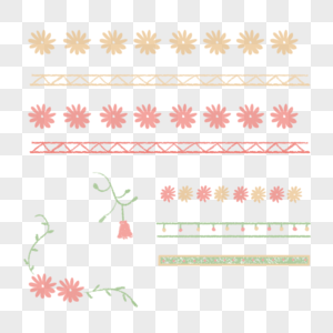 花纹分割线红色小花装饰框高清图片
