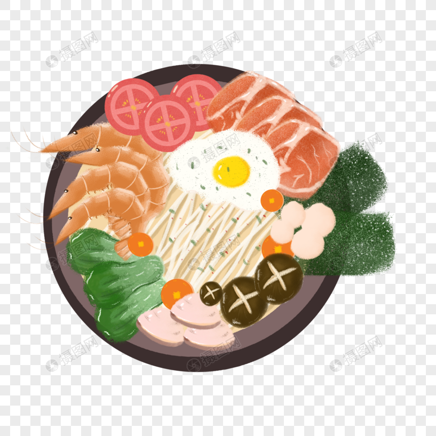 日式海鲜拉面料理图片
