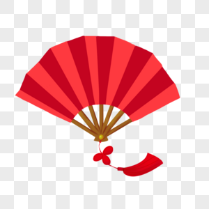 红色中国风扇子图片