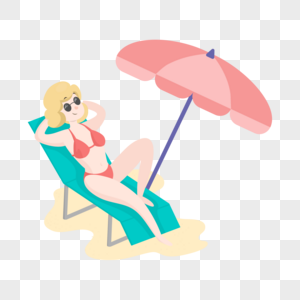 躺在沙滩椅上的女人图片