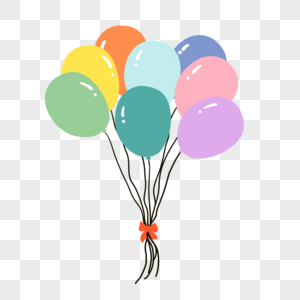 六一儿童节元素手绘彩色气球高清图片
