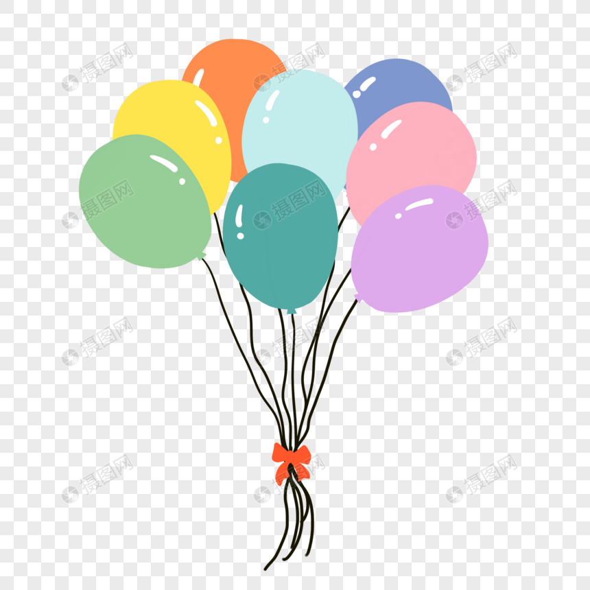 六一儿童节元素手绘彩色气球图片