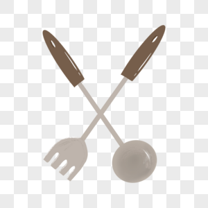 叉子勺子餐具手绘高清图片