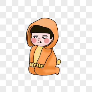 跪坐的小男孩图片素材