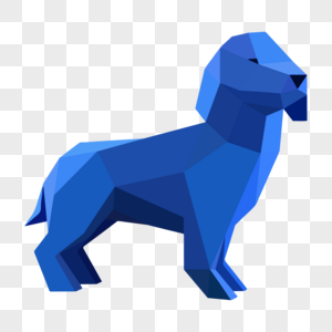 晶状蓝色小狗侧面卡通图片素材