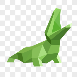 晶状绿色鳄鱼侧面卡通高清图片
