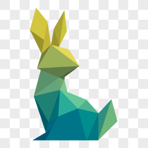 晶状绿色兔子蝶面卡通图片