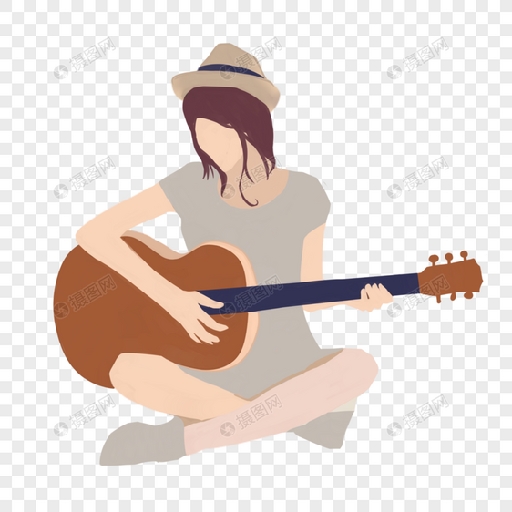 音乐节弹吉他少女图片
