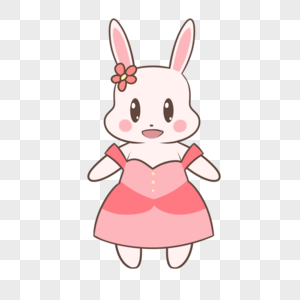 粉裙子白兔子高清图片