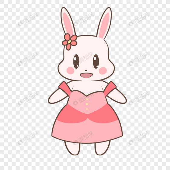 粉裙子白兔子图片