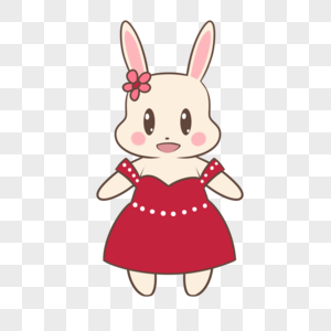 红裙子黄兔子高清图片