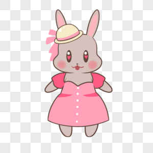 粉裙子灰兔子图片