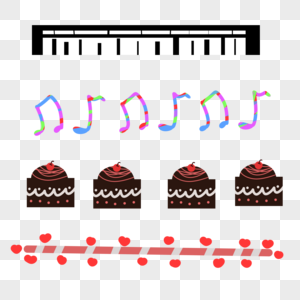 音符甜品电子琴可爱分割线图片