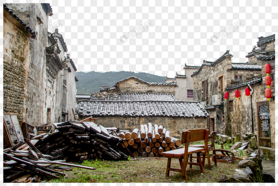 安徽宏村徽式建筑小景雪景图片