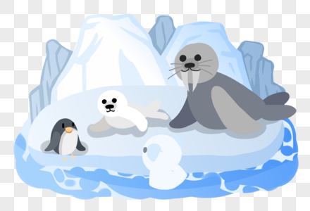 世界海洋日冰川上的动物们图片