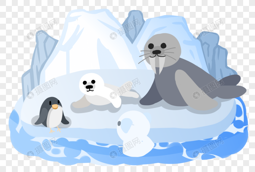 世界海洋日冰川上的动物们图片