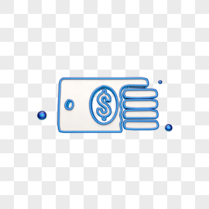 立体蓝色货币符号图标图片